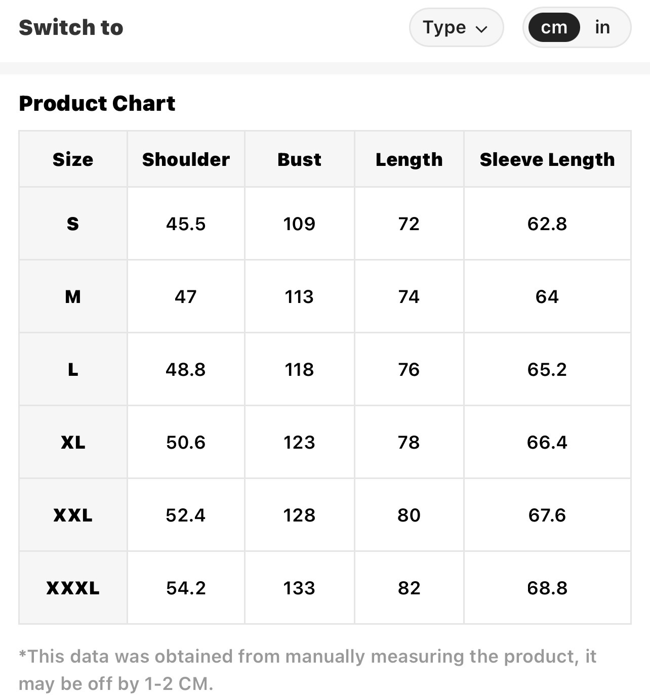 Size Chart